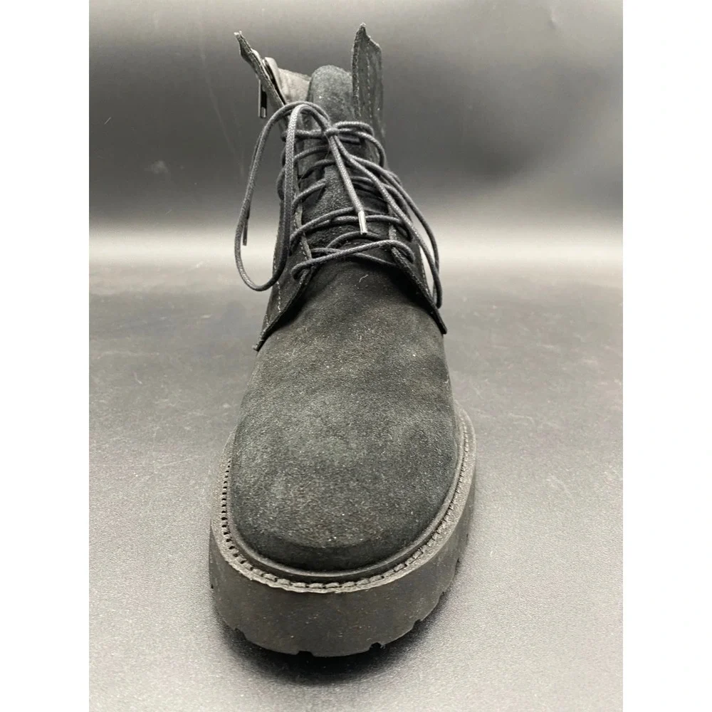 Zara Man Black Suede‎ Lace Up Side Zip Combat Boots Lug Sole  display picture 2